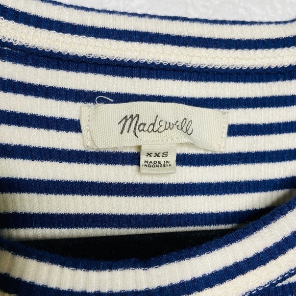 MADEWELL Navy Blue Cream Ribbed Halter Neck Shift Dress District Dress Size XXS - Picture 6 of 7